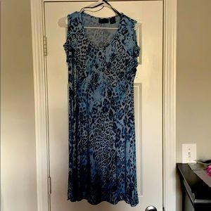 Blue leopard knee length body-con dress